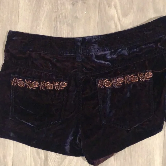 Free People crushed velvet embroidered shorts - Picture 2 of 4